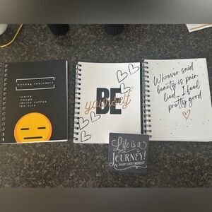 Inspirational Spiral Notebooks Set - Black, White, Orange
